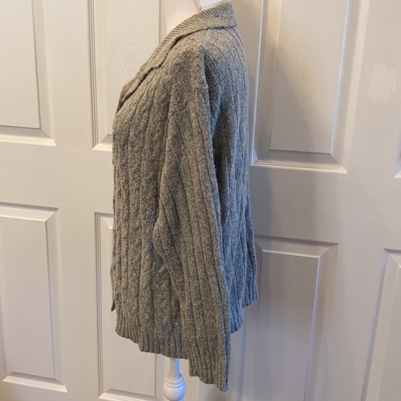 Cable knit gray wool blend cardigan size 2X - Picture 4 of 6